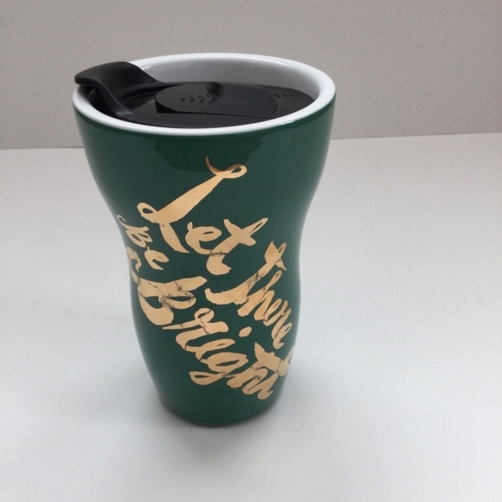 Starbucks Green “ Let There Be Bright” Ceramic Tumbler Coffee Mug